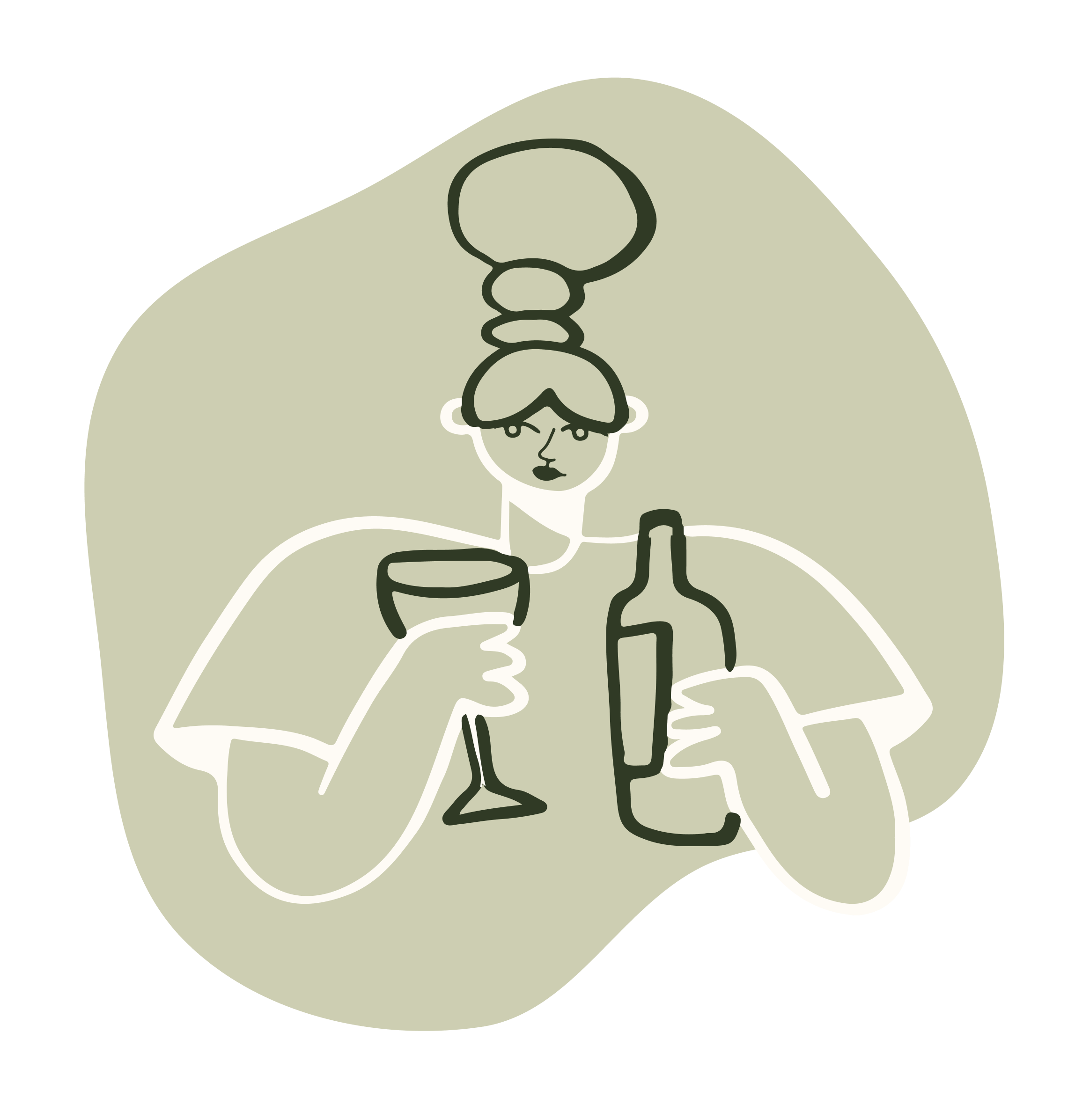Illustration of girl drinking wine